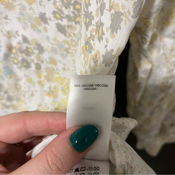 Lucky Brand Floral Long Sleeve Maya Тор Ruffled Hemline - Picture 12 of 14